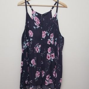Torrid Black & Pink Flower Print Tank